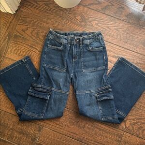 Justice Youth size 16 adult 24 denim wide leg cargo Jeans